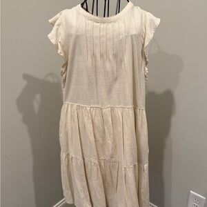 Chic Cream Flutter Sleeve Women's Dress